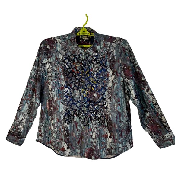 Robert Graham Men's Classic Fit Flip Cuff Button-Down Shirt 3XL Batik Cotton - Picture 2 of 16